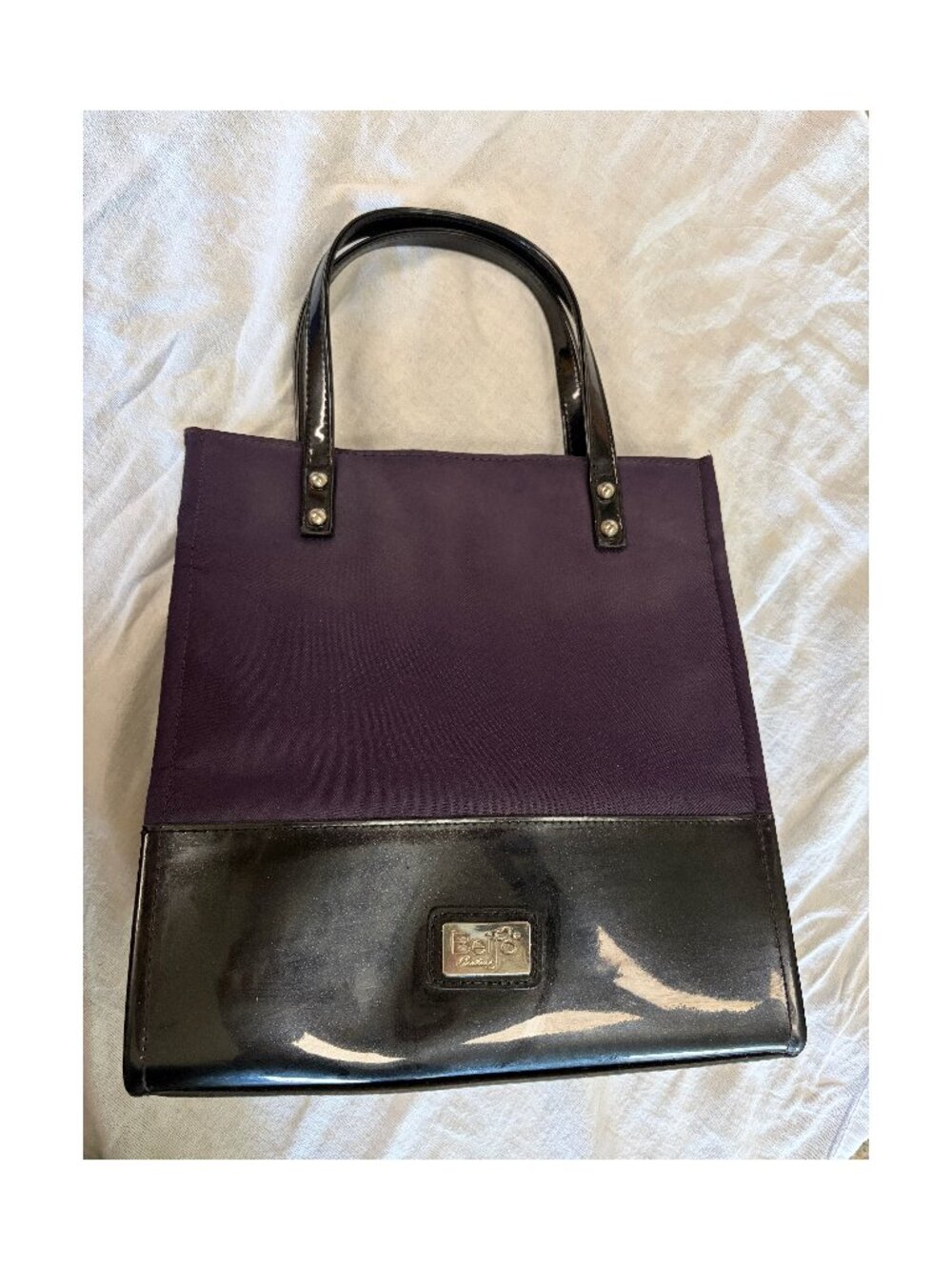 RARE BEIJO DESIGNER INSULATED LUNCH BAG, EGGPLANT/BLACK, CLEAN!